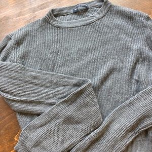 Brandy Melville Gray Cropped Ribbed Sweater Top